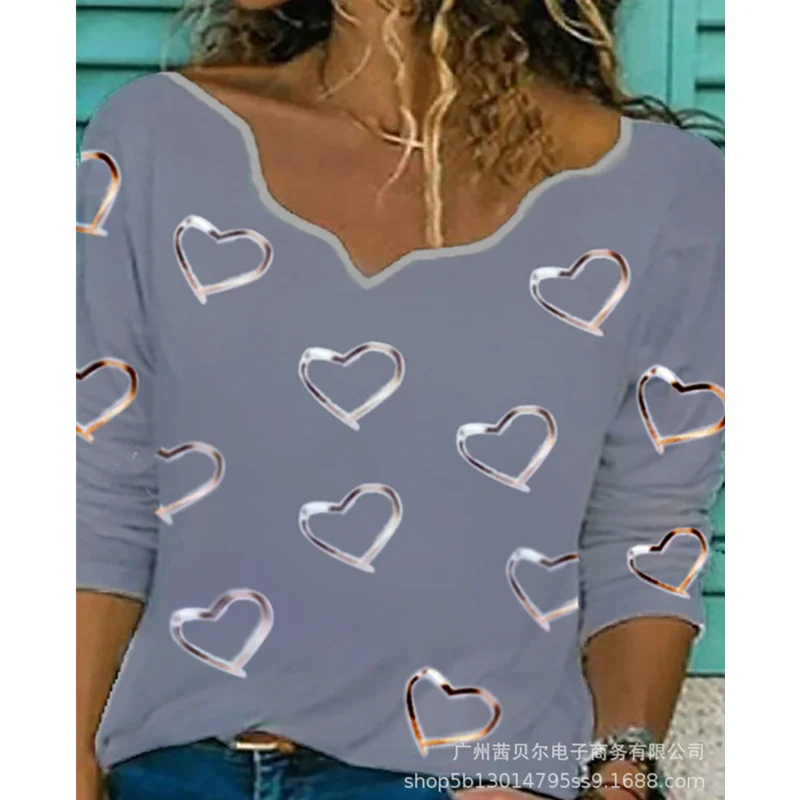 WEPBEL Women Shirt Elegant Heart Print Long Sleeve V Neck Bottoming T-shirt Ladies Loose New Fashion 2021 Top
WEPBEL Women Shirt Elegant Heart Print Long Sleeve V Neck Bottoming T-shirt Ladies Loose New Fashion 2021 Top