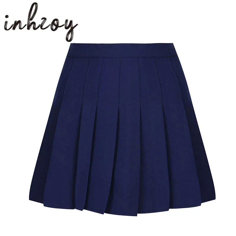 

Women Girls Casual Solid Color Skate Tennis Skirt Student School Uniform High Waist Pleated A-Line Miniskirts with Lining Shorts