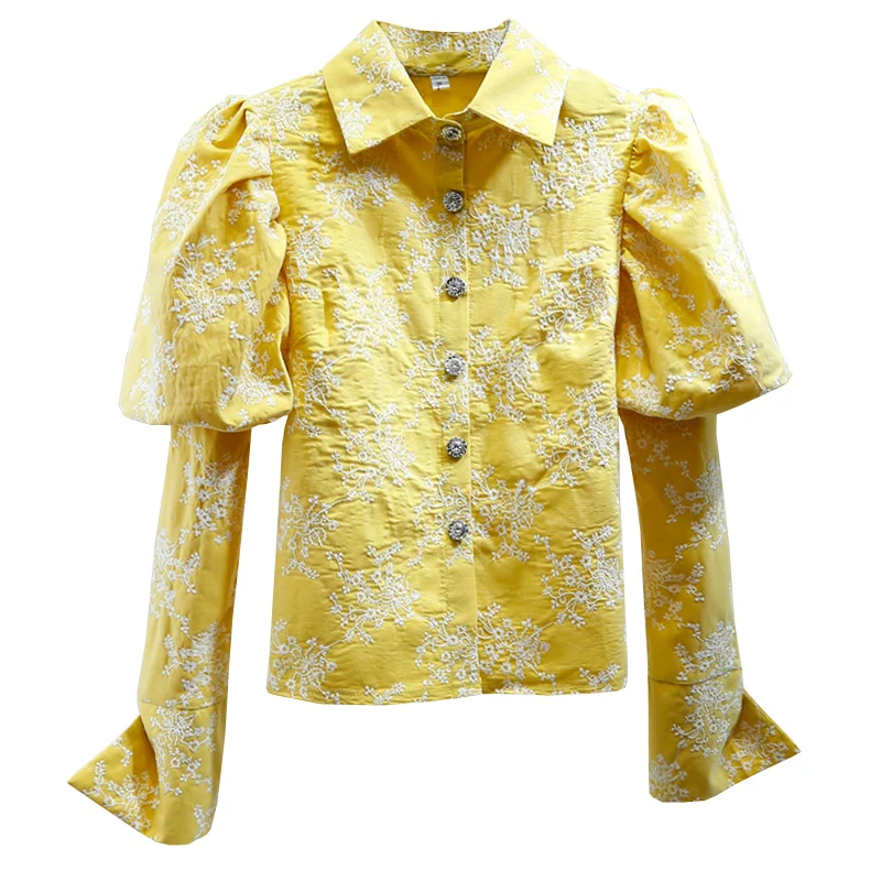 2020 Sweet White Shirt Puff Sleeve Top Turn Down Collar Fashion Lady Retro Style Flowers Embroidery Short Blouse Women
2020 Sweet White Shirt Puff Sleeve Top Turn Down Collar Fashion Lady Retro Style Flowers Embroidery Short Blouse Women