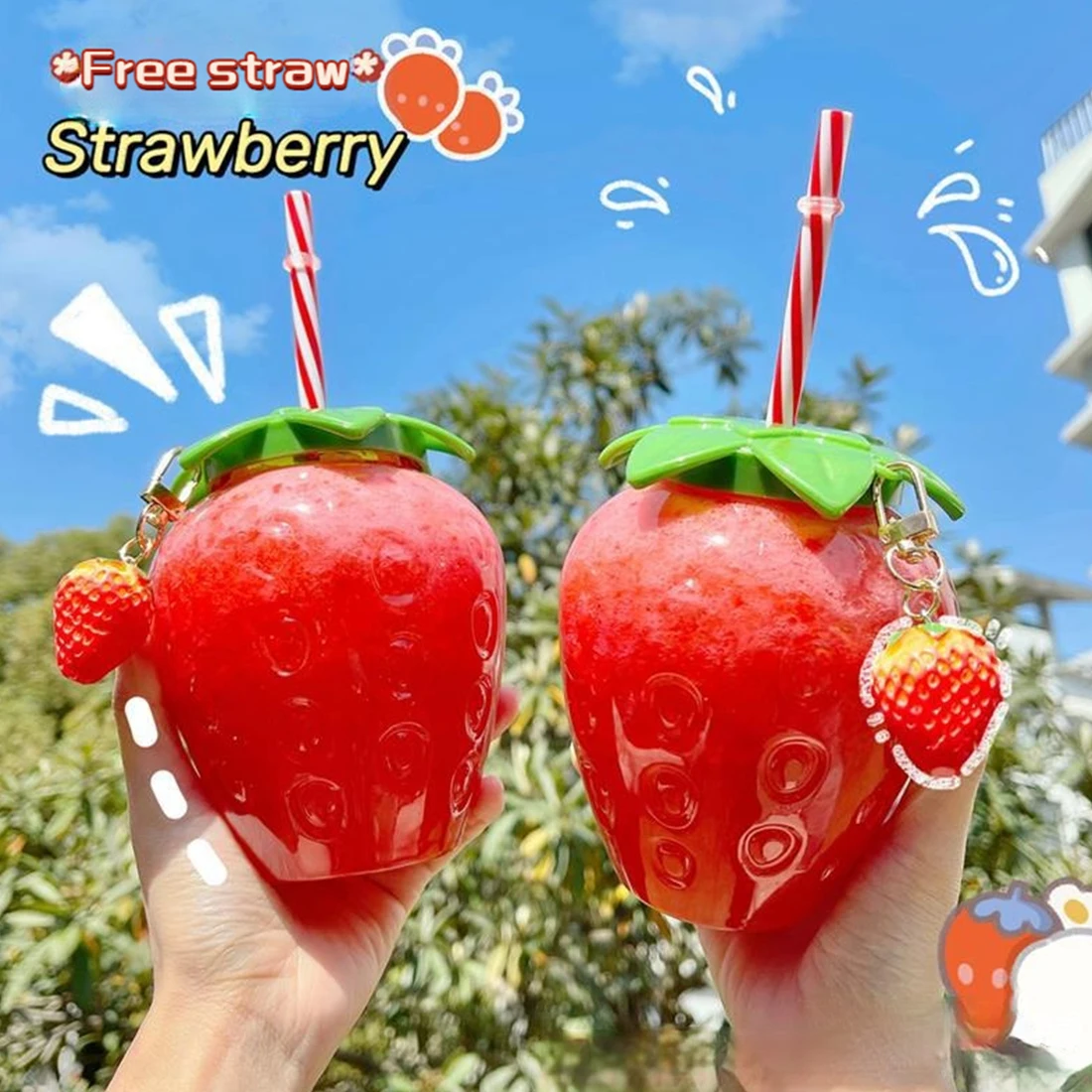 Cartoon kawaii strawberry straw cup plastic cup lovely girl milk tea coffee cup student portable water cup water bottle Picnic
Cartoon kawaii strawberry straw cup plastic cup lovely girl milk tea coffee cup student portable water cup water bottle Picnic
