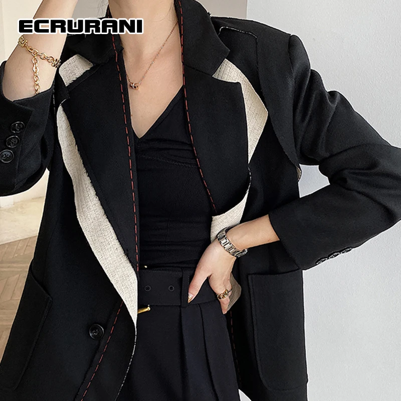 Повседневный Блейзер ECRURANI с цветными блоками для женщин, прямые блейзеры с отложным воротником и длинным рукавом в стиле пэчворк, Женская О...
Повседневный Блейзер ECRURANI с цветными блоками для женщин, прямые блейзеры с отложным воротником и длинным рукавом в стиле пэчворк, Женская О...