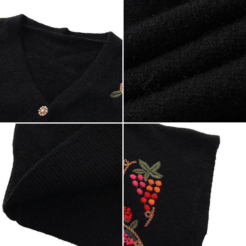 High Quality Knitted Women Vest Sleeveless Top Black Embroidery Chic Fashion Spring Autumn Outwear Japan Style C-136
High Quality Knitted Women Vest Sleeveless Top Black Embroidery Chic Fashion Spring Autumn Outwear Japan Style C-136