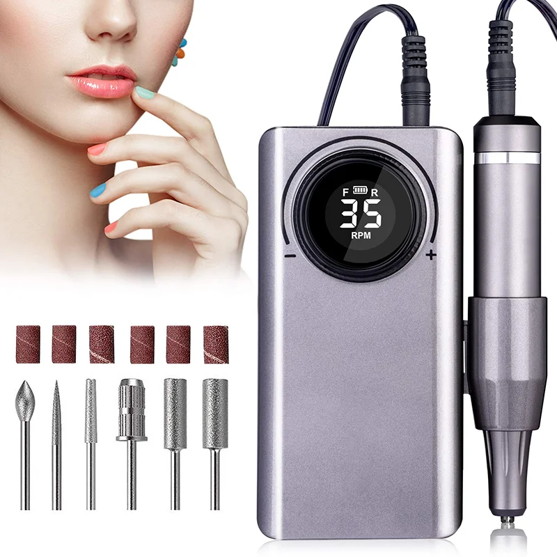 Rechargeable Portable Nail Drill 35000RPM Machine Electric Nail File Metal Manicure Machine for Nail Tool Pedicure Set Drill Bit
Rechargeable Portable Nail Drill 35000RPM Machine Electric Nail File Metal Manicure Machine for Nail Tool Pedicure Set Drill Bit