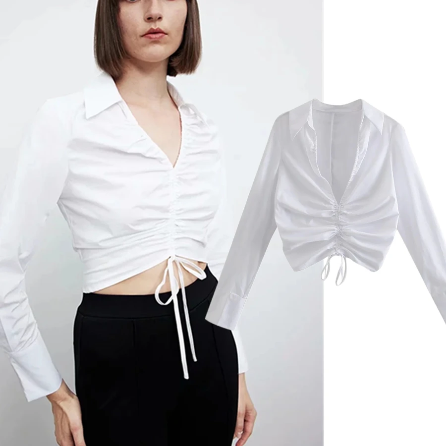 Withered England Style Fashion High Street Sexy Pleated Short Bandage Blouse Women Blusas Mujer De Moda 2021 Casual ShirtWomen
Withered England Style Fashion High Street Sexy Pleated Short Bandage Blouse Women Blusas Mujer De Moda 2021 Casual ShirtWomen