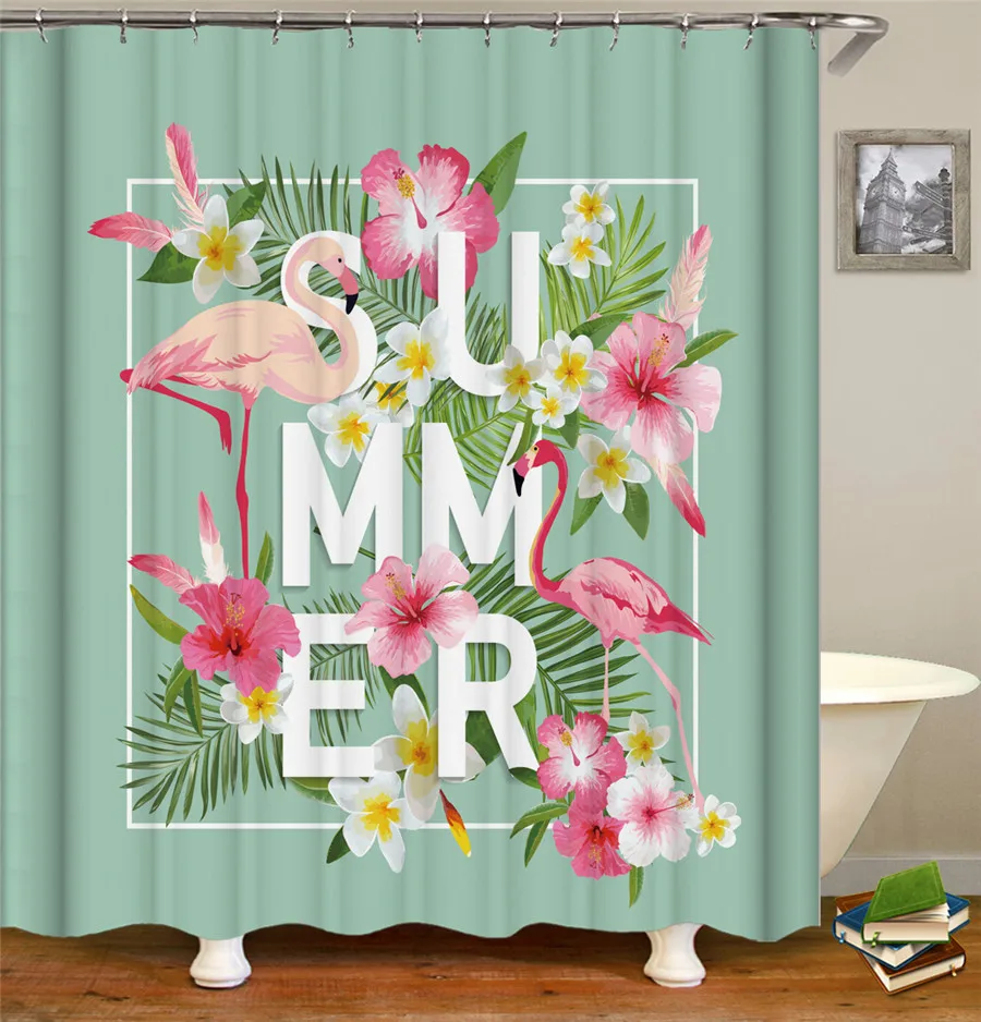 Waterproof Bath Curtains Shower Curtain Flamingo Flower Birds Bathroom Polyester Fabric 180*180cm Home Bath Screen With 12 Hooks
Waterproof Bath Curtains Shower Curtain Flamingo Flower Birds Bathroom Polyester Fabric 180*180cm Home Bath Screen With 12 Hooks