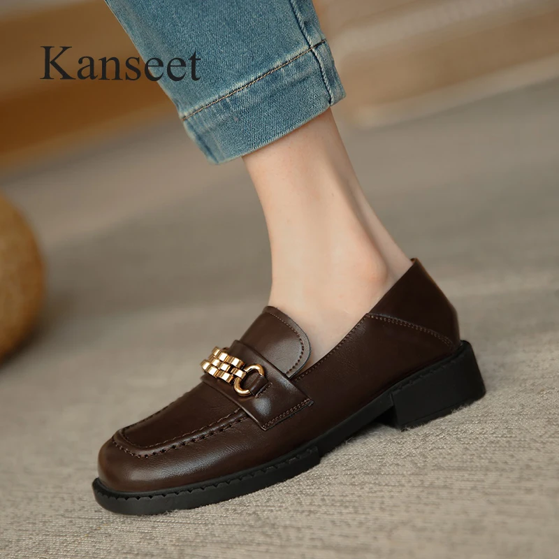Kanseet Loafers Autumn New Women's Shoes Square Toe Metal Decoration Genuine Leather Handmade Daily 3cm Low Heels Female Pumps
Kanseet Loafers Autumn New Women's Shoes Square Toe Metal Decoration Genuine Leather Handmade Daily 3cm Low Heels Female Pumps
