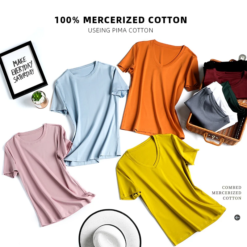 High-End Luxury Fabric Women O Neck 100% Mercerized Cotton T-shirt Pima Tee Short Sleeve Silk Feeling Summer Wear Vacation V-c
High-End Luxury Fabric Women O Neck 100% Mercerized Cotton T-shirt Pima Tee Short Sleeve Silk Feeling Summer Wear Vacation V-c