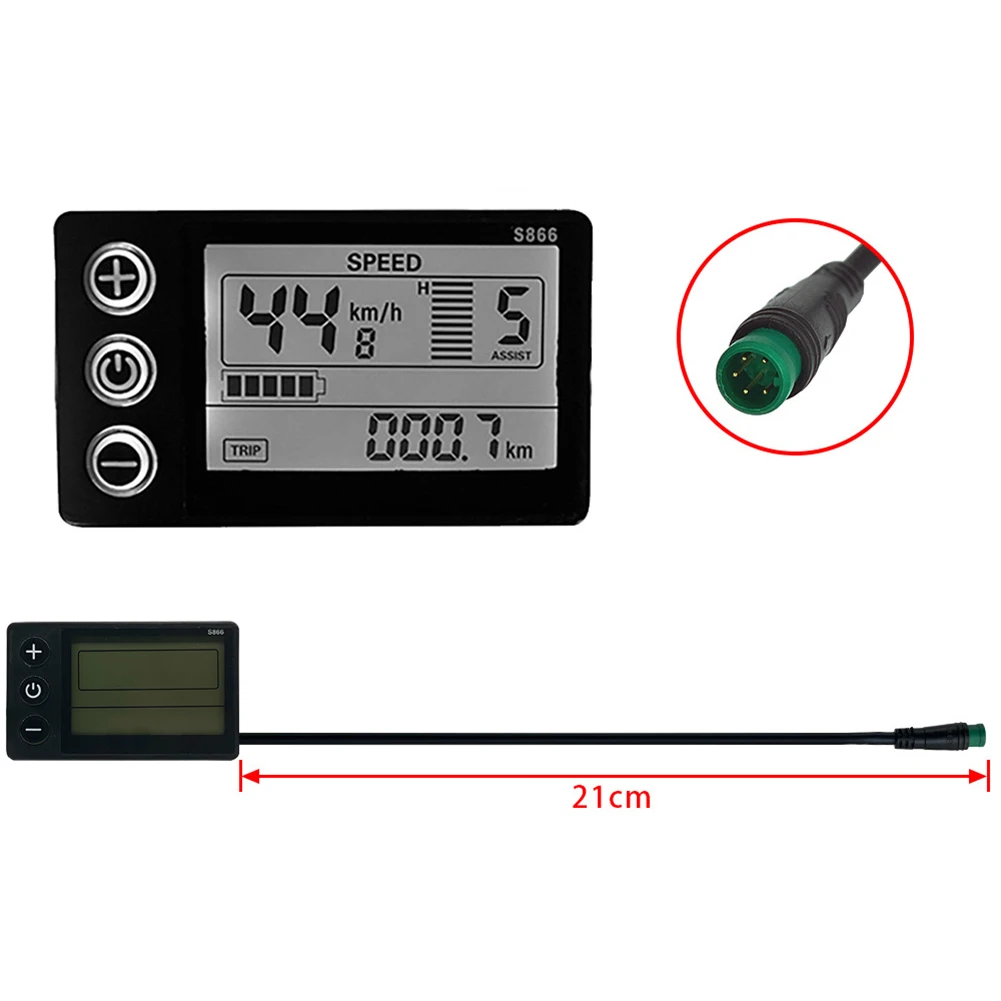 Electric Bike S866 Display 24V/36V/48V Waterproof Plug LCD Display Durable Rainproof Ebike Scooter Accessories Parts Bicicleta
Electric Bike S866 Display 24V/36V/48V Waterproof Plug LCD Display Durable Rainproof Ebike Scooter Accessories Parts Bicicleta