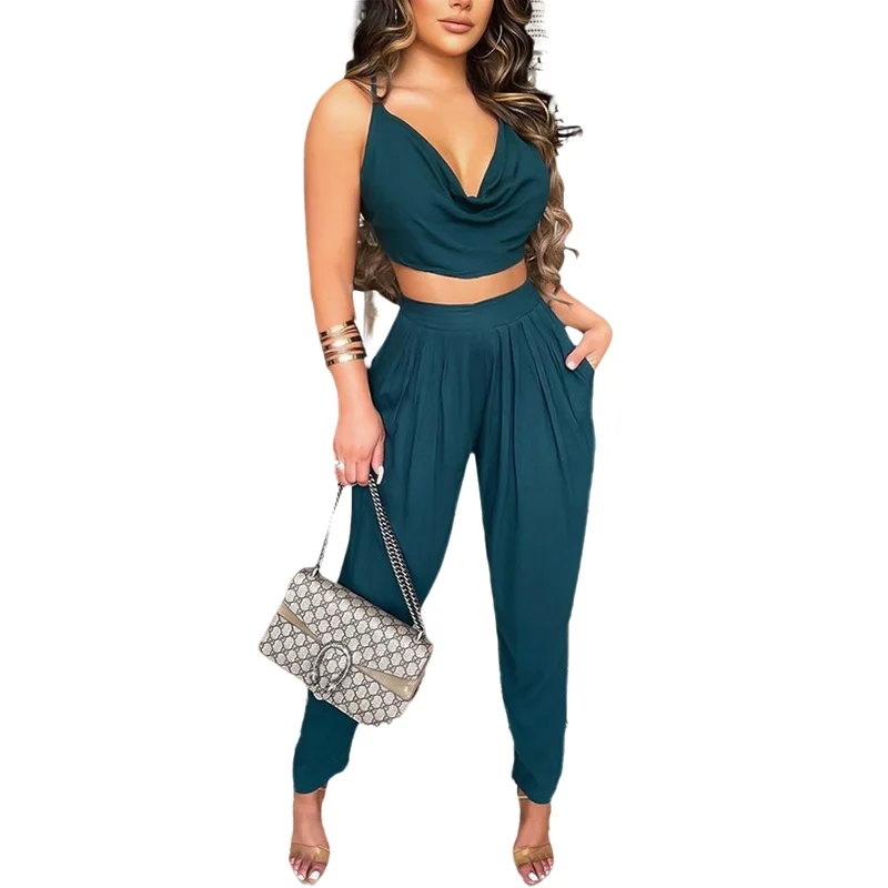 Wefads Woman Fashion Jumpsuit Two Piece Chic Suits Backless Crop Top & Slim Casual Soild Pants Set 2021 Summer
Wefads Woman Fashion Jumpsuit Two Piece Chic Suits Backless Crop Top & Slim Casual Soild Pants Set 2021 Summer