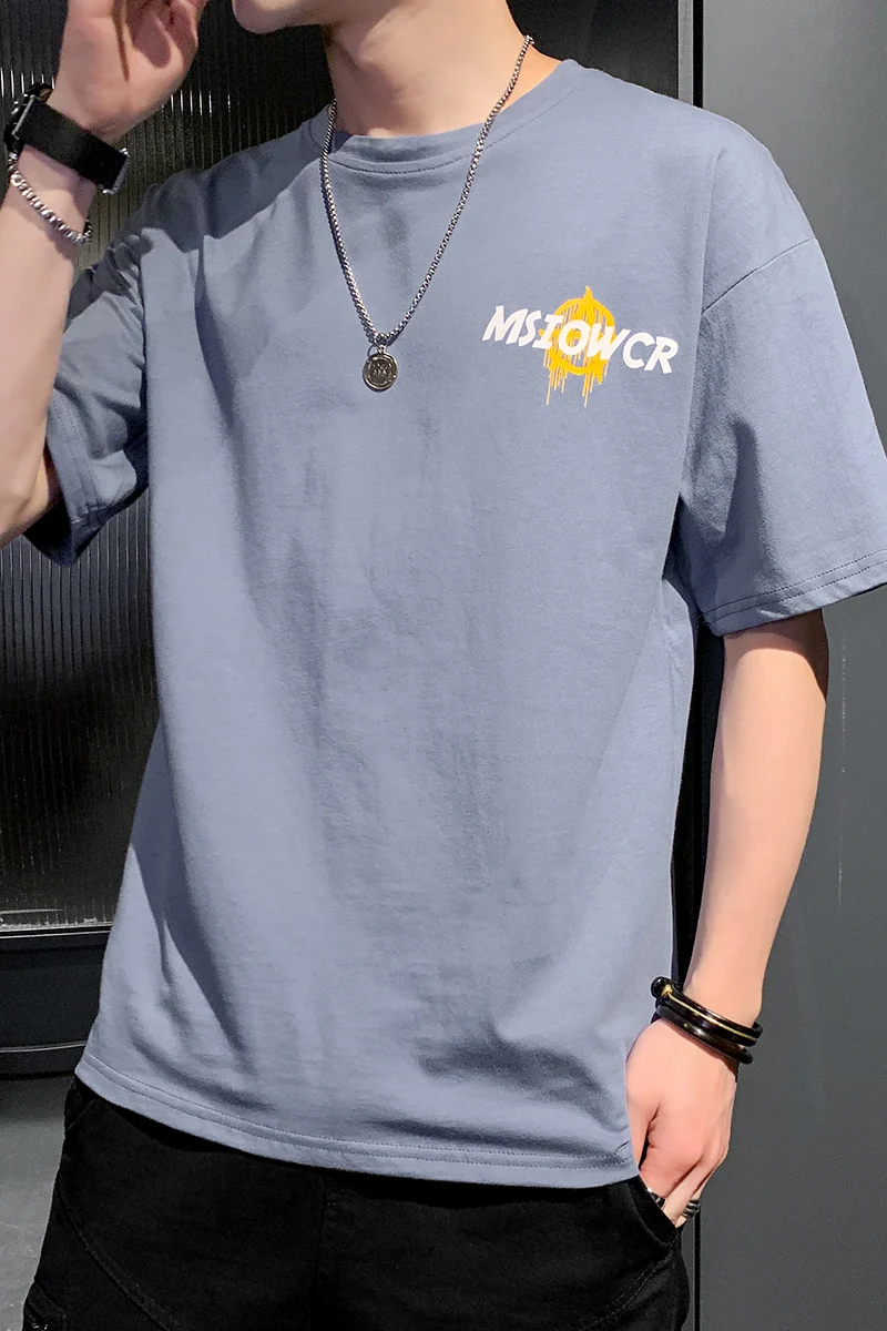 2021 new men's short sleeve T-shirt fashion trend Korean handsome round neck top
2021 new men's short sleeve T-shirt fashion trend Korean handsome round neck top