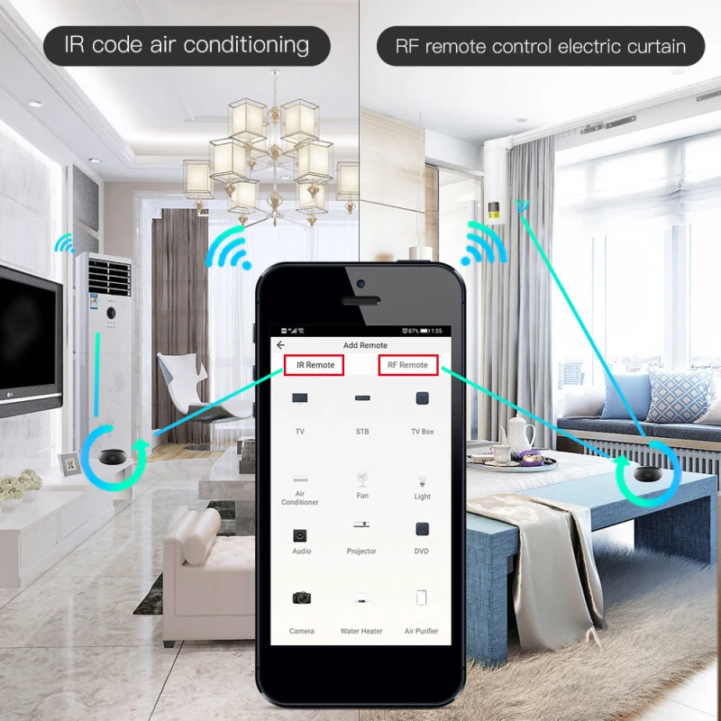 Умный пульт дистанционного управления Tuya WiFi RF + IR управление через приложение Smart