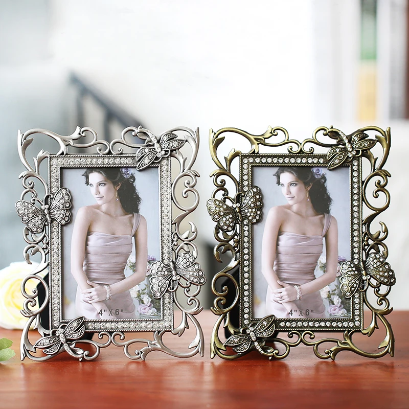 European Antique Pewter With Clear Rhinestones Inlaid Butterfly Dragonfly Design 4 by 6 Rectangle Tabletop Metal Picture Frame
European Antique Pewter With Clear Rhinestones Inlaid Butterfly Dragonfly Design 4 by 6 Rectangle Tabletop Metal Picture Frame