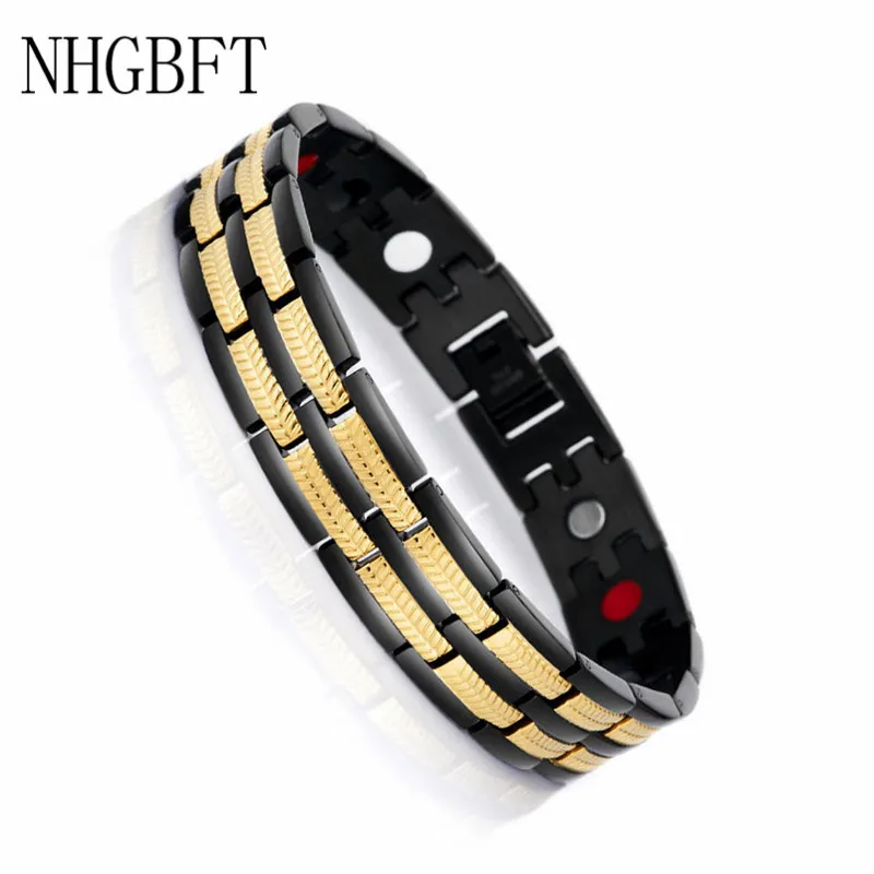 NHGBFT Black Gold Color Healthy Care Magnet Bracelet for Mens Stainless steel Negative ions Germanium Bracelet
NHGBFT Black Gold Color Healthy Care Magnet Bracelet for Mens Stainless steel Negative ions Germanium Bracelet