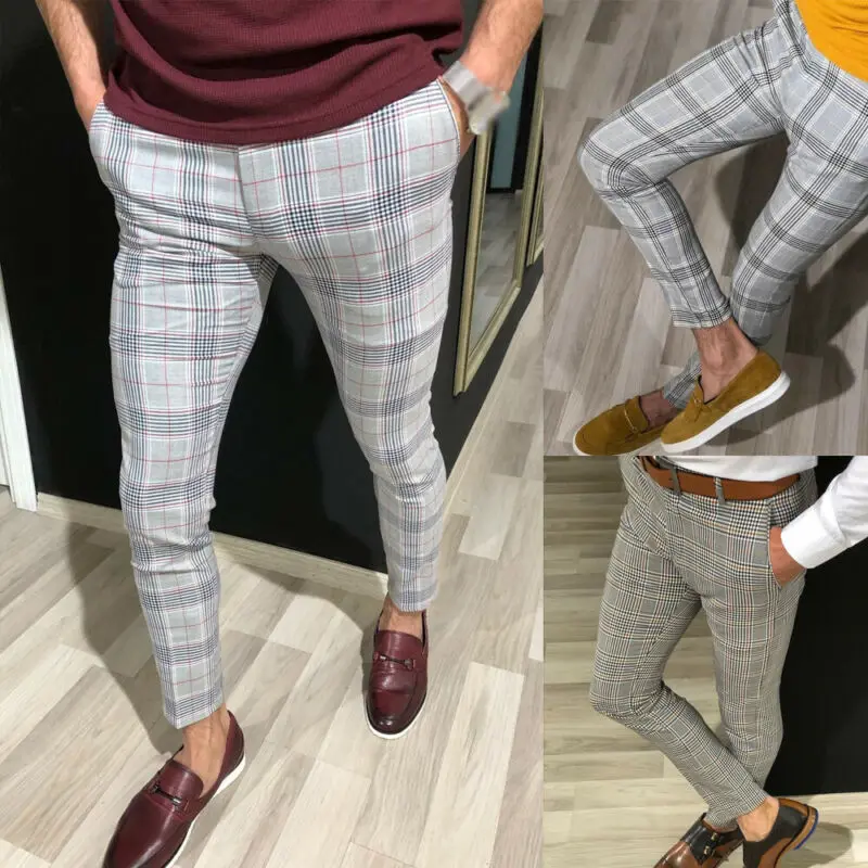 Новые стильные мужские деловые штаны в тонкую полоску повседневные офисные
