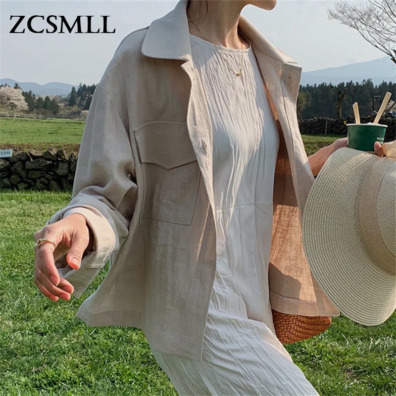 ZCSMLL Linen Cotton Blouse Jacket for Women Elegant Thin Loose Casual Linen Jacket Korean Chic Vintage Outwear Pockets Female
ZCSMLL Linen Cotton Blouse Jacket for Women Elegant Thin Loose Casual Linen Jacket Korean Chic Vintage Outwear Pockets Female