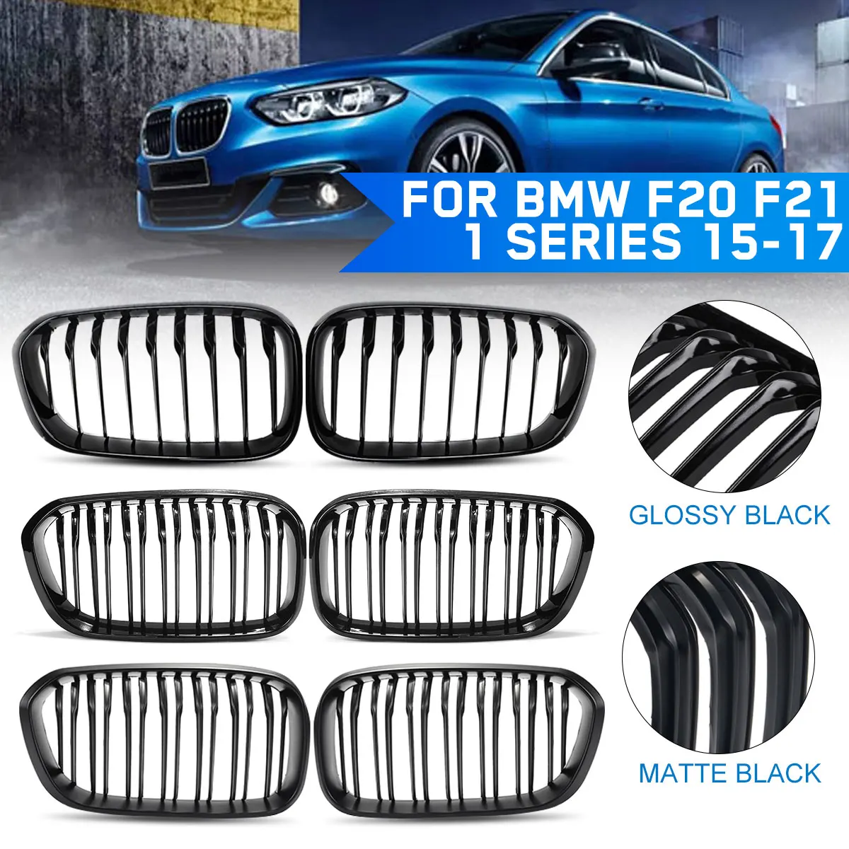 1 Pair Car Front Bumper Kidney Grilles For BMW F20 F21 LCI 5D 3D 1-Series 120i 2015-2017 Racing Grille Gloss Black 1 Slat
1 Pair Car Front Bumper Kidney Grilles For BMW F20 F21 LCI 5D 3D 1-Series 120i 2015-2017 Racing Grille Gloss Black 1 Slat