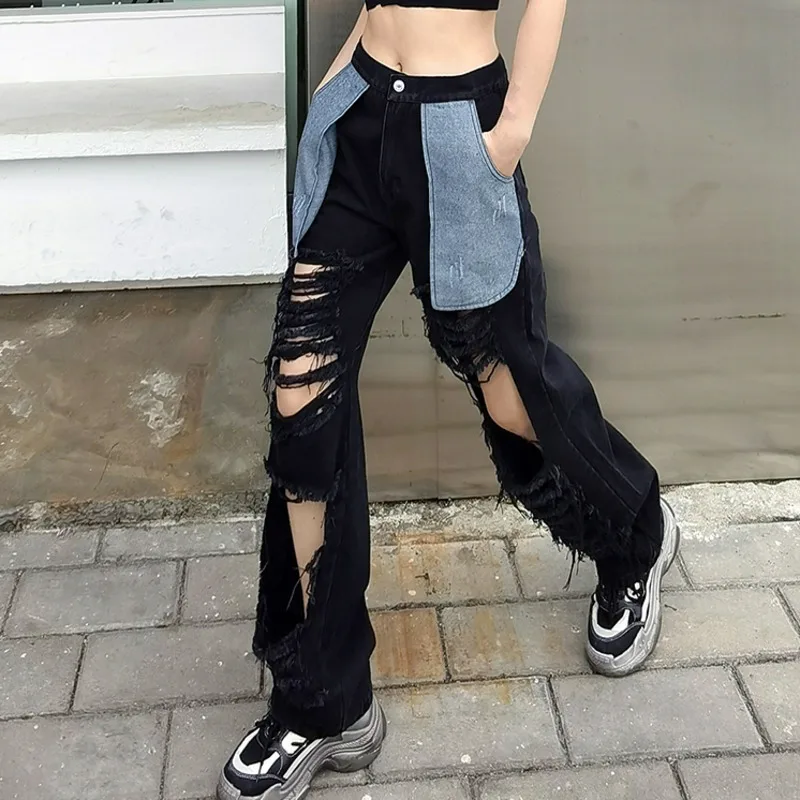BONJEAN Patchwork Denim Pants for Women 2021 Hollow Out Trousers Mid-Waist Black Jeans Spring Autumn Straight Pants BJ3677
BONJEAN Patchwork Denim Pants for Women 2021 Hollow Out Trousers Mid-Waist Black Jeans Spring Autumn Straight Pants BJ3677