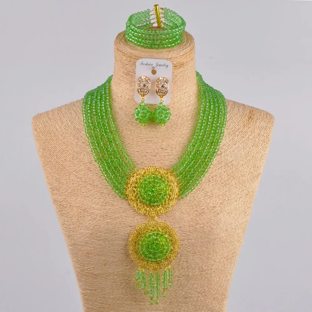 Majalia Light green Nigeria Wedding african beads set Crystal necklace bracelet Bridal Jewelry sets ls-04
Majalia Light green Nigeria Wedding african beads set Crystal necklace bracelet Bridal Jewelry sets ls-04
