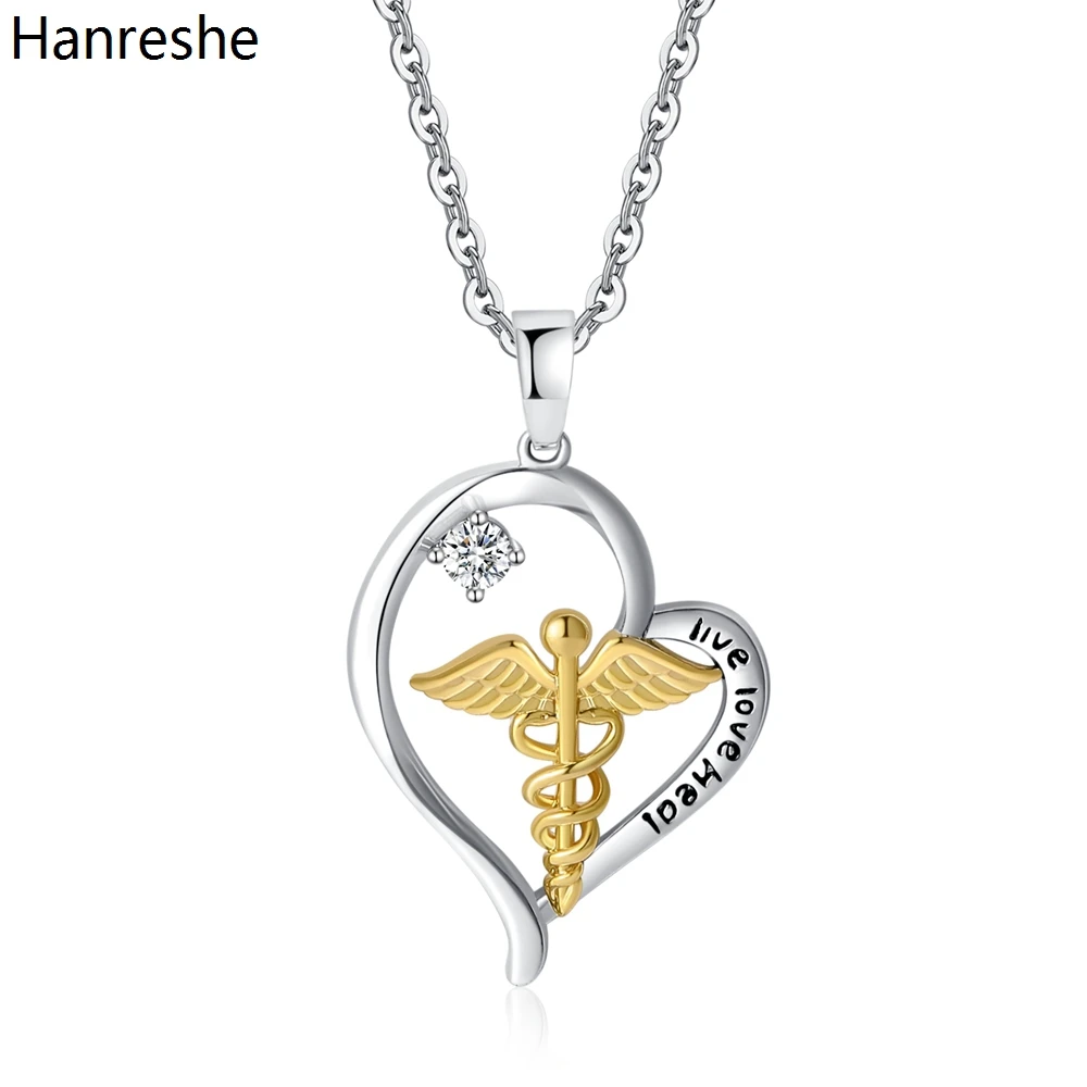 Hanreshe Heart Snake Caduceus Medical Pendant Necklace Stainless Steel Lettering Crystal Charm Doctor Nurse Jewelry Accessory
Hanreshe Heart Snake Caduceus Medical Pendant Necklace Stainless Steel Lettering Crystal Charm Doctor Nurse Jewelry Accessory
