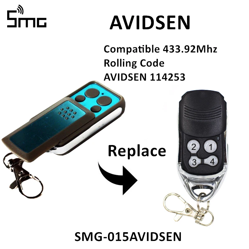 AVIDSEN 433MHz Garage Remote Control For AVIDSEN 114235 104250 RED 104250 Gate Opener Rolling Code 2pcs
AVIDSEN 433MHz Garage Remote Control For AVIDSEN 114235 104250 RED 104250 Gate Opener Rolling Code 2pcs