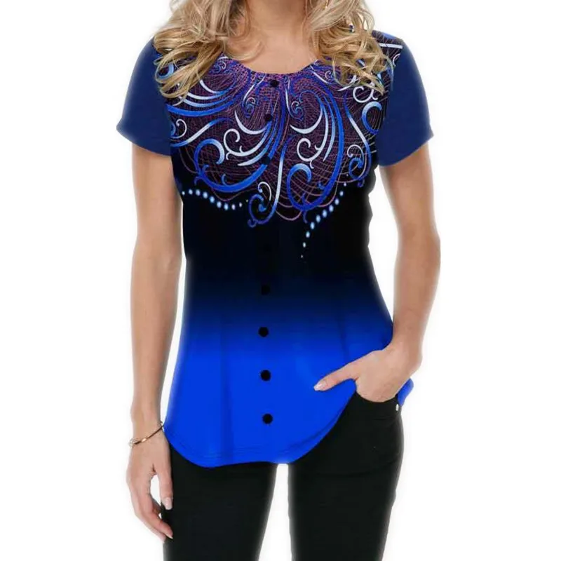 2021 New Women Round Neck Tribal Print Green Ombre T Shirt 
2021 New Women Round Neck Tribal Print Green Ombre T Shirt