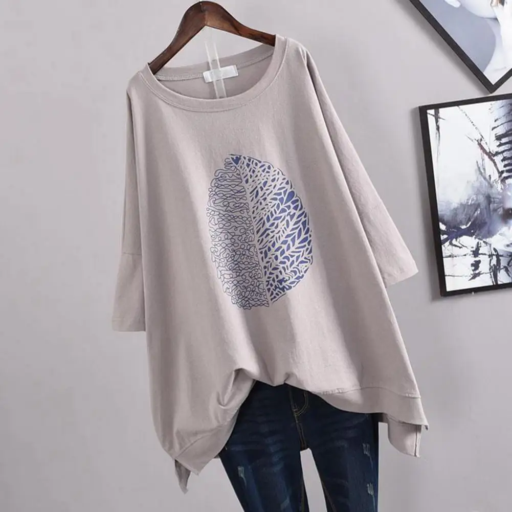 2021 Women T-shirt Short Sleeve O Neck Leaf Print Irregular Hem Loose Blouse Top for Summer Basic Tops
2021 Women T-shirt Short Sleeve O Neck Leaf Print Irregular Hem Loose Blouse Top for Summer Basic Tops