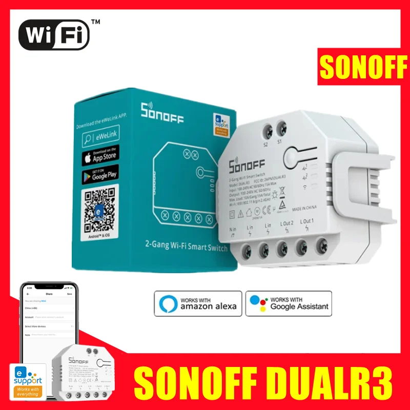 Оригинальный умный мини-переключатель SONOFF DualR3, 1/10 шт., двухсторонний измерительный переключатель питания, таймер, совместимый с eWeLink Alexa Google ...
Оригинальный умный мини-переключатель SONOFF DualR3, 1/10 шт., двухсторонний измерительный переключатель питания, таймер, совместимый с eWeLink Alexa Google ...