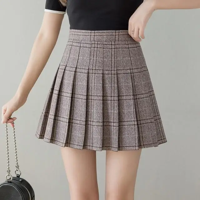 Plaid skirt please spring and summer high waist 2021 new A-shaped short children Sexy miniskirt | Женская одежда