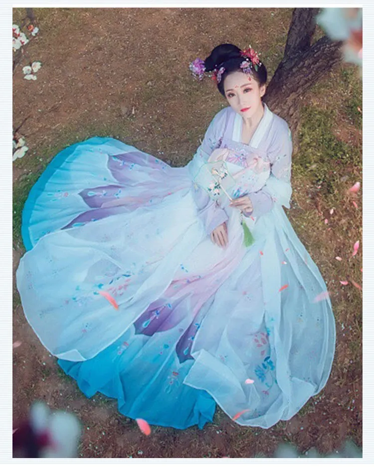Tang Dynasty Ancient Costume Hanfu Dress Women Folk Dance Clothing Chinese Traditional Fairy Princess Dresses Stage Performance
Tang Dynasty Ancient Costume Hanfu Dress Women Folk Dance Clothing Chinese Traditional Fairy Princess Dresses Stage Performance