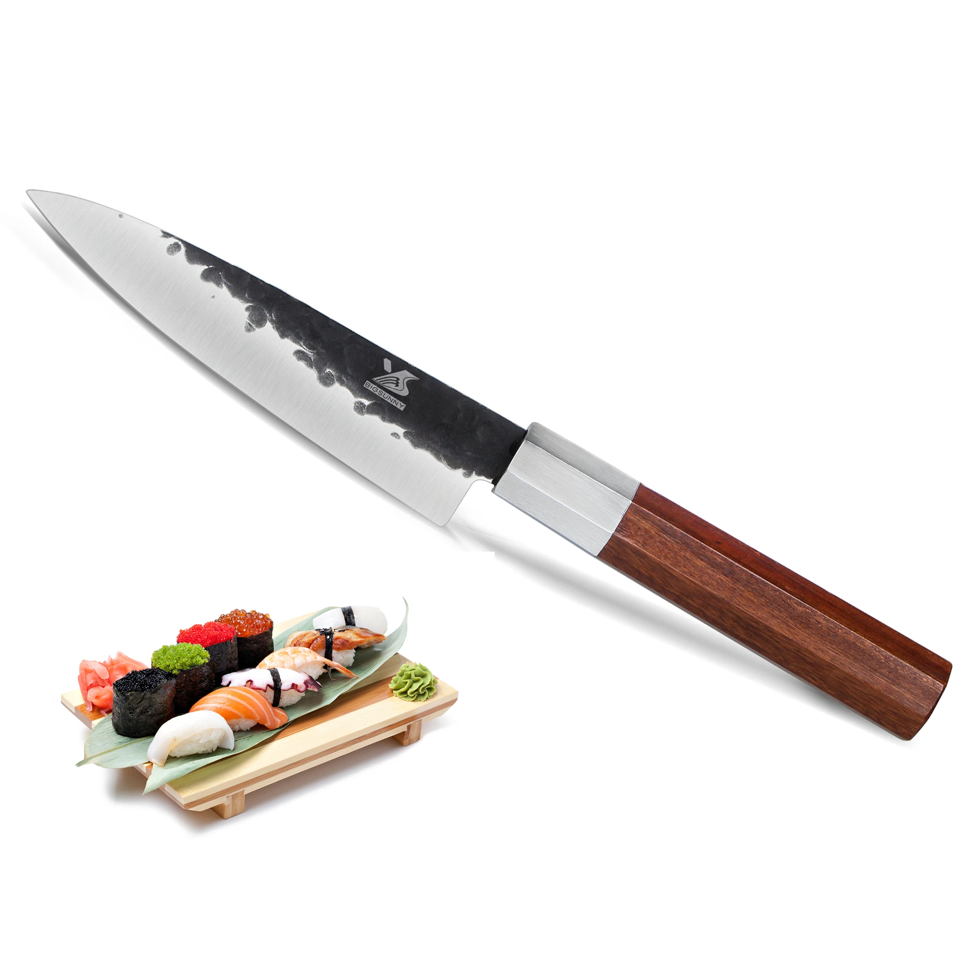 BIGSUNNY 5.7 Inch Forging Hammered Utility Knife Paring Knife High Carbon Stainless Steel with Octagonal Rosewood Handle
BIGSUNNY 5.7 Inch Forging Hammered Utility Knife Paring Knife High Carbon Stainless Steel with Octagonal Rosewood Handle