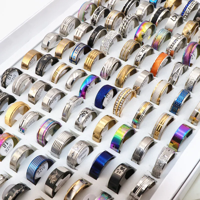 Wholesale 100pcs/Lots Mens Womens Stainless steel Rings Fashion Jewelry Party Gift Wedding Rings Mix Style
Wholesale 100pcs/Lots Mens Womens Stainless steel Rings Fashion Jewelry Party Gift Wedding Rings Mix Style