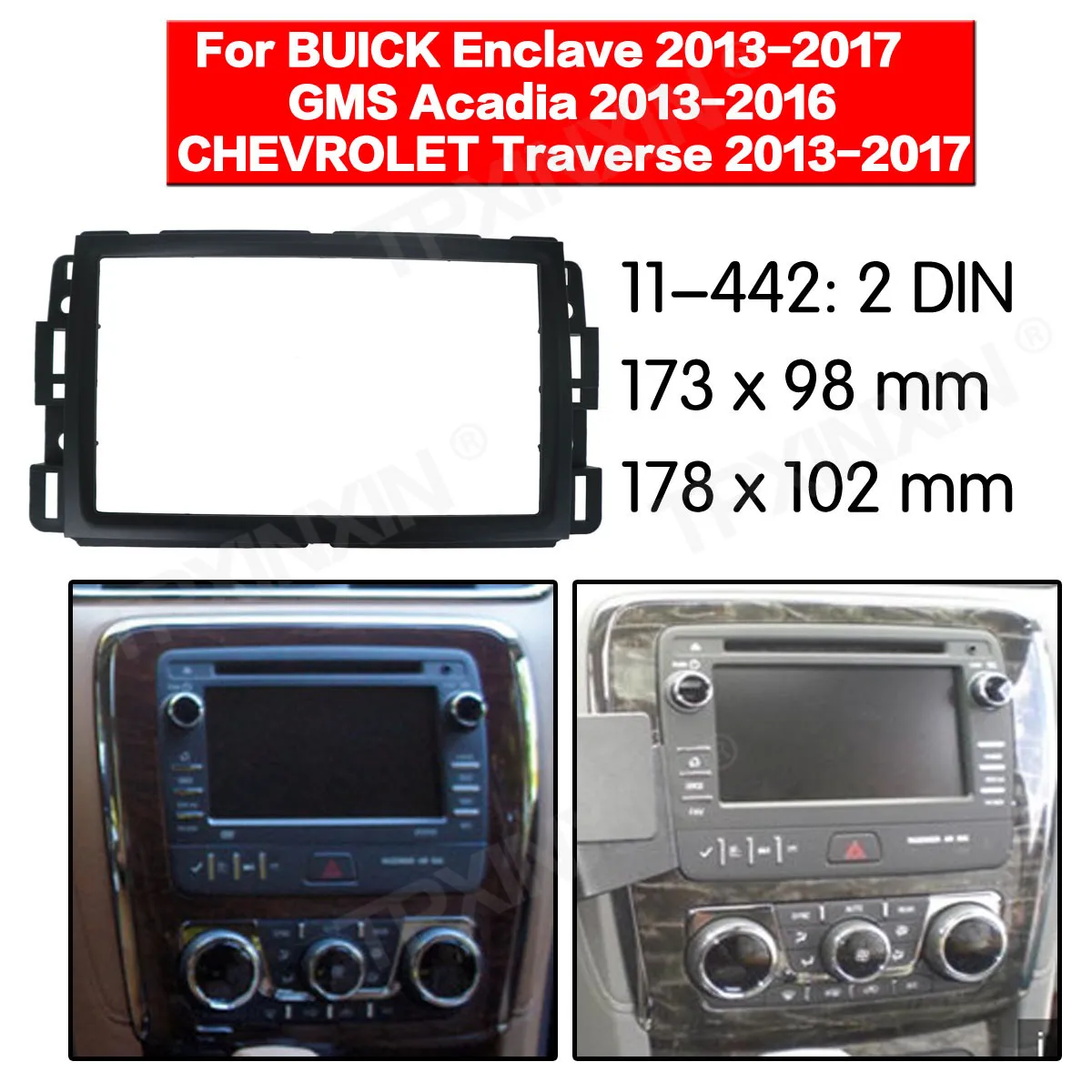 11-442 Car radio Frame Panel for Buick Enclave 2013-2017 Radio Stereo Fascia Panel Frame Adaptor Fitting Kit
11-442 Car radio Frame Panel for Buick Enclave 2013-2017 Radio Stereo Fascia Panel Frame Adaptor Fitting Kit