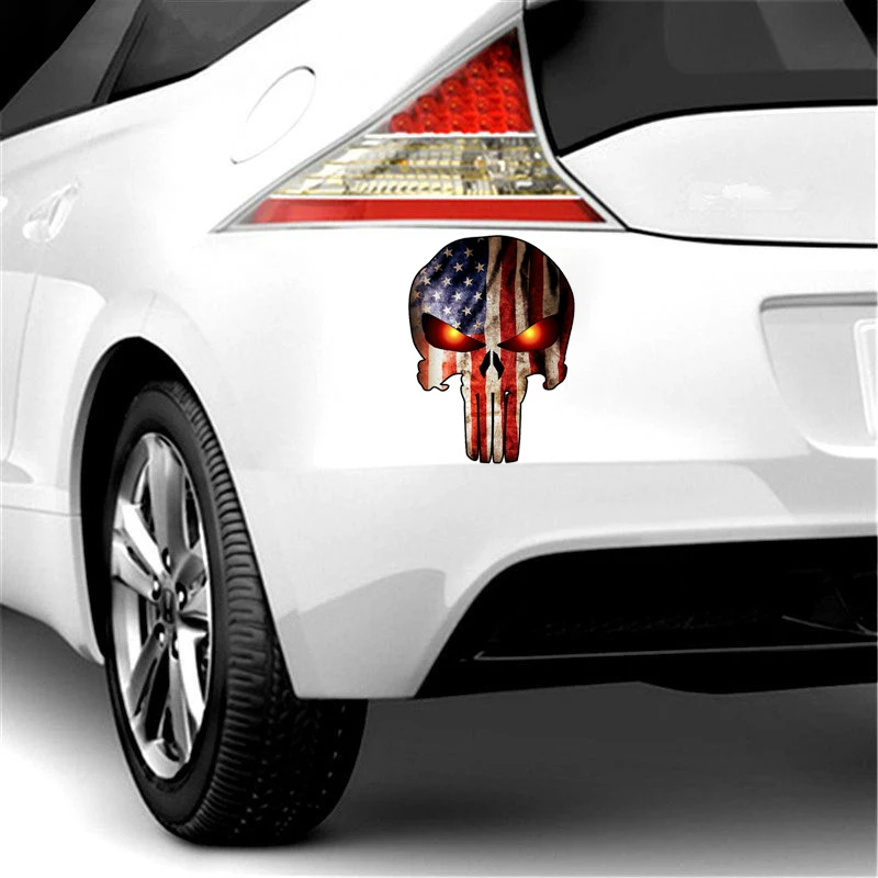 PUNISHER with American Flag and Glowing Eyes Reflective Car Sticker Windshield Bumper Motorcycle Helmet Decals Waterproof PVC
PUNISHER with American Flag and Glowing Eyes Reflective Car Sticker Windshield Bumper Motorcycle Helmet Decals Waterproof PVC