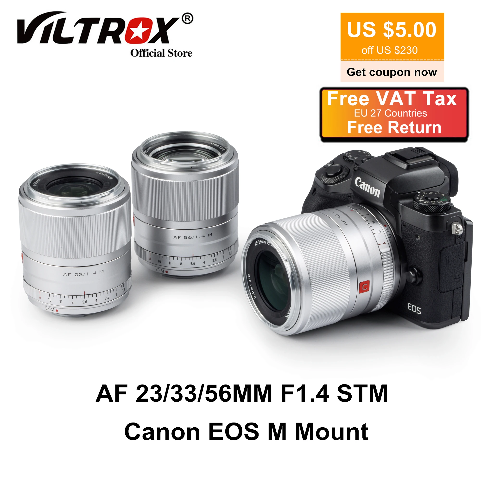 Viltrox 23 мм 33 мм 56 мм F1.4 Портретные объективы с автофокусом и большой апертурой для Canon EOS M объектив для камеры M5 M10 M100 M200 M50 M6
Viltrox 23 мм 33 мм 56 мм F1.4 Портретные объективы с автофокусом и большой апертурой для Canon EOS M объектив для камеры M5 M10 M100 M200 M50 M6