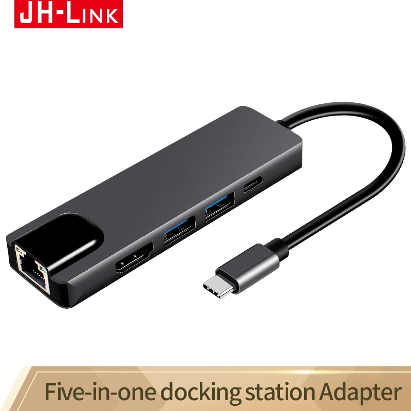 JH-LINK 5 Ports Multifunctional Hub With 4K HDMI Output, USB Multi-Port Adapter Docking Station For Laptop/Tablet/Phone
JH-LINK 5 Ports Multifunctional Hub With 4K HDMI Output, USB Multi-Port Adapter Docking Station For Laptop/Tablet/Phone