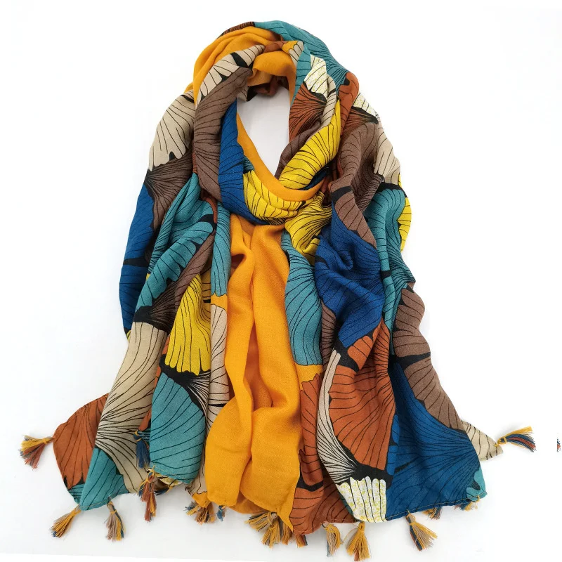 Fashion Ginkgo Biloba Petal Floral Tassel Viscose Shawl Scarf High Quality Wrap Pashmina Stole Bufandas Muslim Hijab Sjaal
Fashion Ginkgo Biloba Petal Floral Tassel Viscose Shawl Scarf High Quality Wrap Pashmina Stole Bufandas Muslim Hijab Sjaal