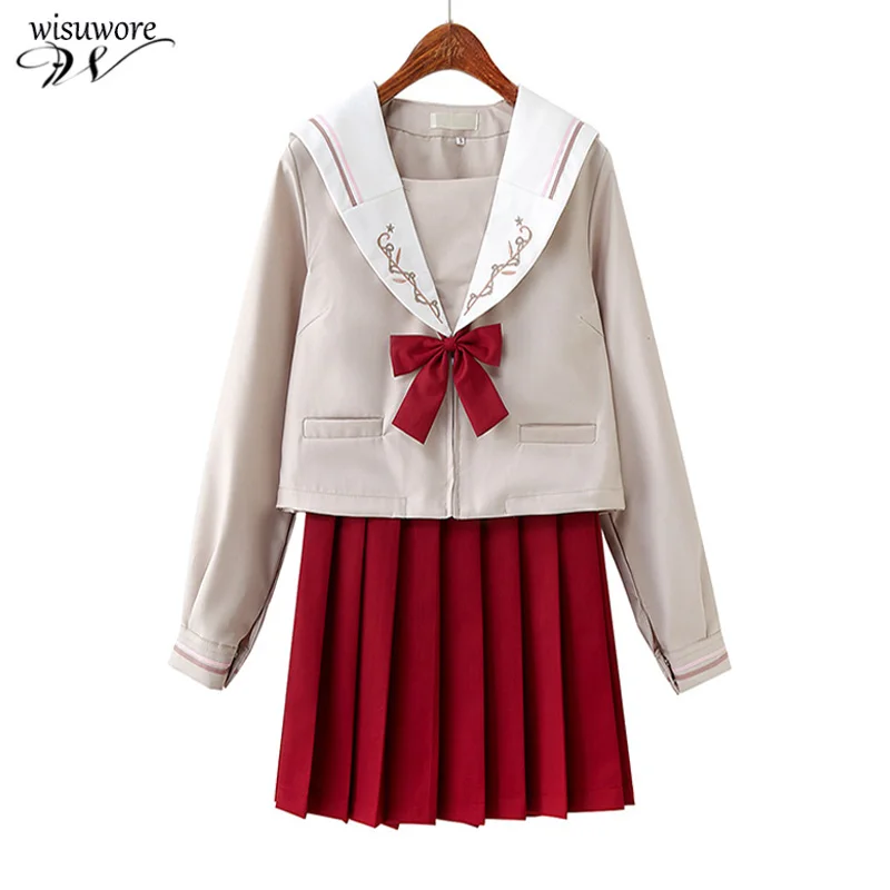 School Dresses Japanese First Love Suit Female JK Uniform Bad Girl Costume Student Japan Sailor Suit Pleated Skirt with Bow Tie
School Dresses Japanese First Love Suit Female JK Uniform Bad Girl Costume Student Japan Sailor Suit Pleated Skirt with Bow Tie