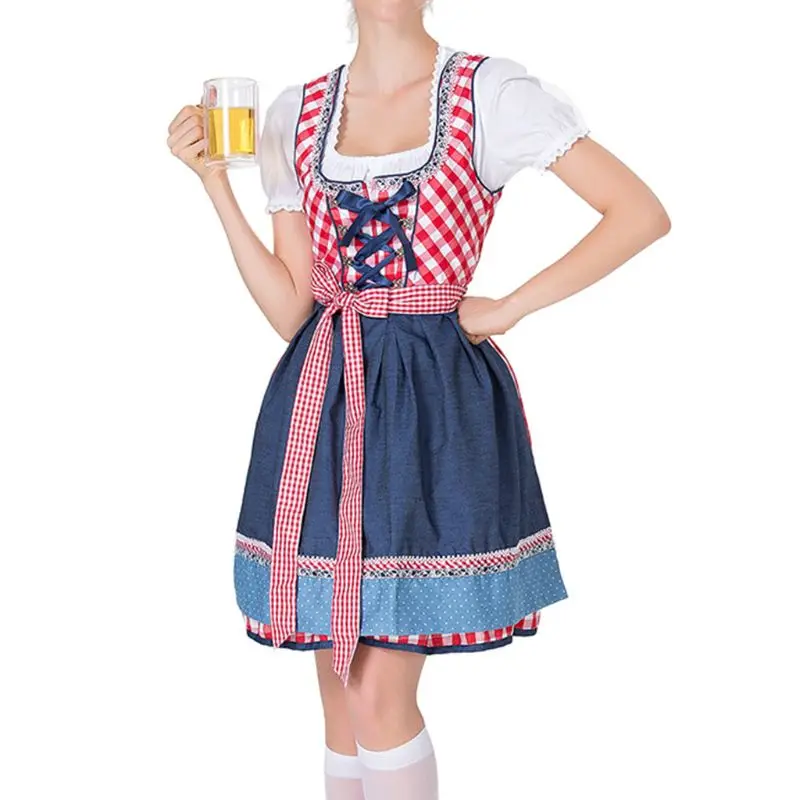 24BC 3Pcs/Set Women Barmaid Dirndl Dress Cross Bandage Square Neck Short Sleeve Plaid Bavarian Oktoberfest Costumes Halloween
24BC 3Pcs/Set Women Barmaid Dirndl Dress Cross Bandage Square Neck Short Sleeve Plaid Bavarian Oktoberfest Costumes Halloween