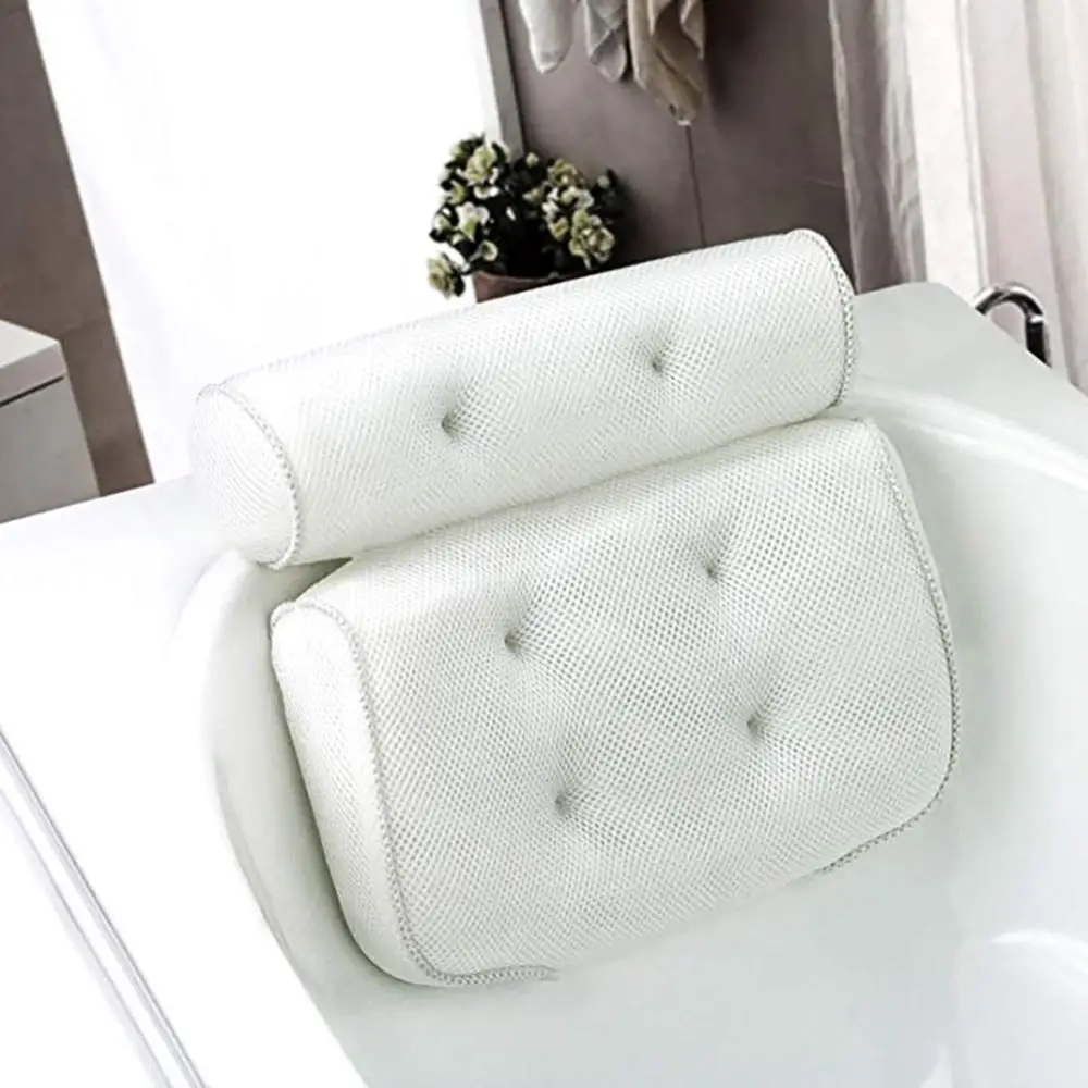 Breathable 3D Mesh Spa Bath Pillow with Suction Cups Neck and Back Support for Home Hot Tub Bathroom Accessories | Дом и сад