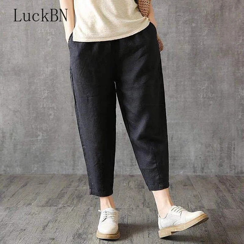 Fashion Summer Cotton Linen Solid Harem Pants Women Casaul High Waist Ankle-Length Loose Trousers Femme Plus Size Streetwear
Fashion Summer Cotton Linen Solid Harem Pants Women Casaul High Waist Ankle-Length Loose Trousers Femme Plus Size Streetwear