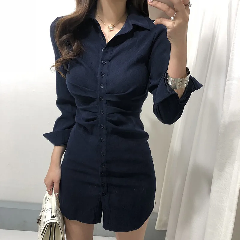 Korean Chic French Minority Early Autumn Temperament Base Shirt Dress with Tight Waist Slimming and Straight Sheath Dress
Korean Chic French Minority Early Autumn Temperament Base Shirt Dress with Tight Waist Slimming and Straight Sheath Dress