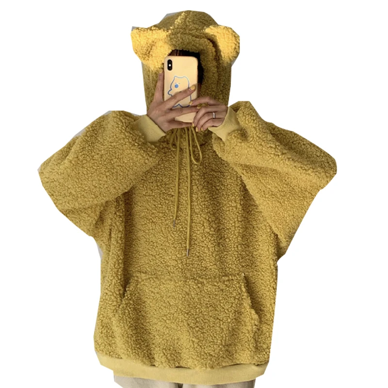 2021 Autumn Winter Cute Bear Ears Kawaii Women Hoodie Oversized Loose Long Sleeve Pullover Top Warm Lamb Wool Plush Sweatshirt
2021 Autumn Winter Cute Bear Ears Kawaii Women Hoodie Oversized Loose Long Sleeve Pullover Top Warm Lamb Wool Plush Sweatshirt