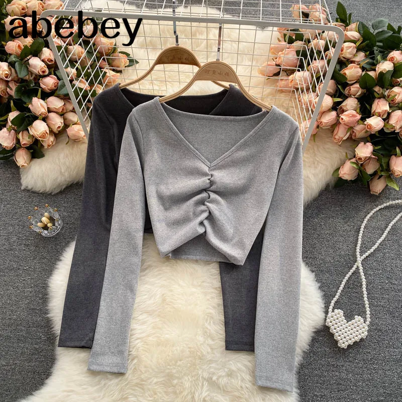 Women Fashion Korean Blouse Ruched V Neck Long Sleeve Solid Slim Tops 2022 Autumn Casual Streetwear Short Blouses
Women Fashion Korean Blouse Ruched V Neck Long Sleeve Solid Slim Tops 2022 Autumn Casual Streetwear Short Blouses