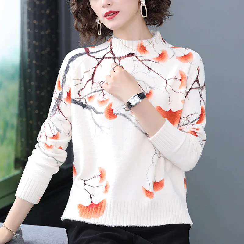 Новинка 2020 модный свитер с имитацией норки вязаный женский зимний высоким
