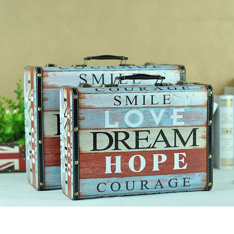 Retro portable wooden box shooting props window shop antique old suitcase decoration decoration
Retro portable wooden box shooting props window shop antique old suitcase decoration decoration