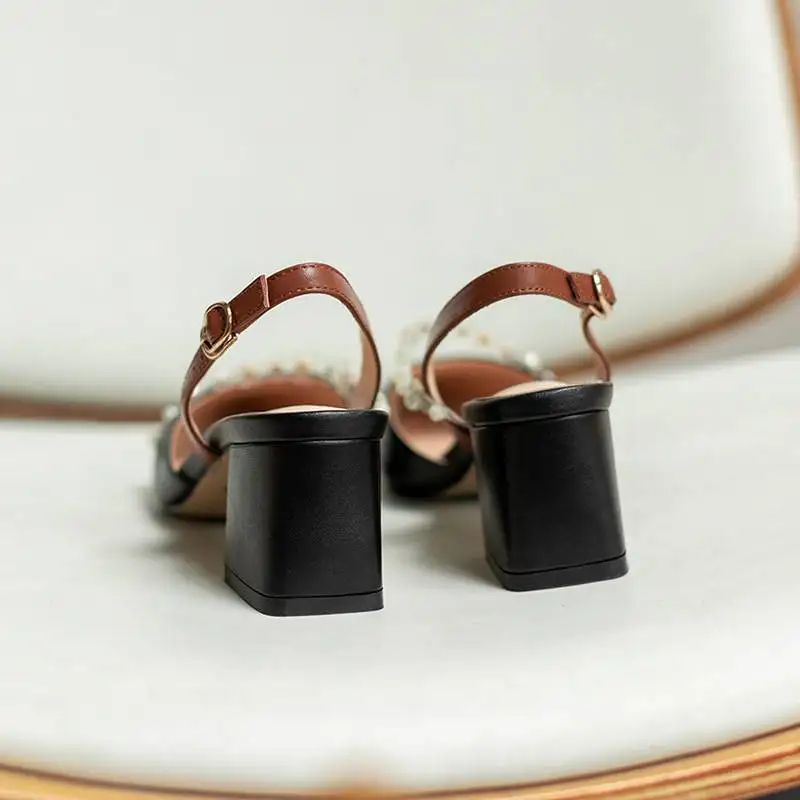 Vichelo Hot genuine leather pointed toe pearl thick high heels fashion buckle straps sandals jelly crystal slingback shoes L52
Vichelo Hot genuine leather pointed toe pearl thick high heels fashion buckle straps sandals jelly crystal slingback shoes L52