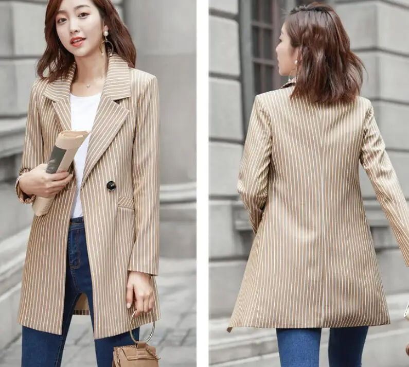Blazer Women Blazers and Jackets Femme Long Coat Stylish Stripe Designer Casual Elegant Office Ladies Formal Work Wear Plus Size
Blazer Women Blazers and Jackets Femme Long Coat Stylish Stripe Designer Casual Elegant Office Ladies Formal Work Wear Plus Size