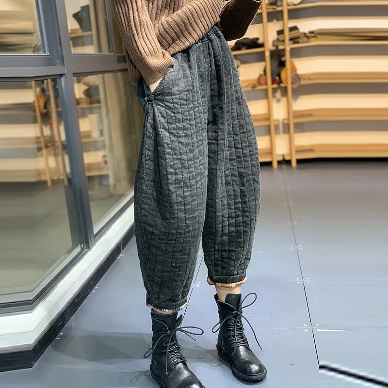 Women Cotton Linen Casual Pants New 2021 Winter Vintage Style Loose Comfortable Thick Warm Female Ankle-length Harem Pants H118
Women Cotton Linen Casual Pants New 2021 Winter Vintage Style Loose Comfortable Thick Warm Female Ankle-length Harem Pants H118
