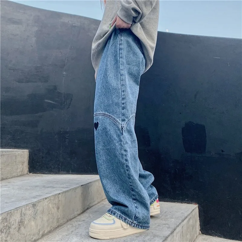 Jeans Women Pants Cute Heart Embroidery Denim Straight Grunge Aesthetic Jeans Y2k Trousers Unisex Streetwear High Street Hip Hop 
Jeans Women Pants Cute Heart Embroidery Denim Straight Grunge Aesthetic Jeans Y2k Trousers Unisex Streetwear High Street Hip Hop