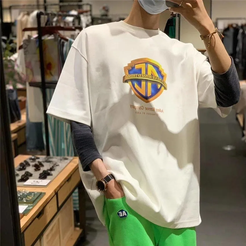 Футболка с надписью Ader Error для мужчин и женщин, Мужская футболка большого размера с принтом в стиле Харадзюку 
Футболка с надписью Ader Error для мужчин и женщин, Мужская футболка большого размера с принтом в стиле Харадзюку